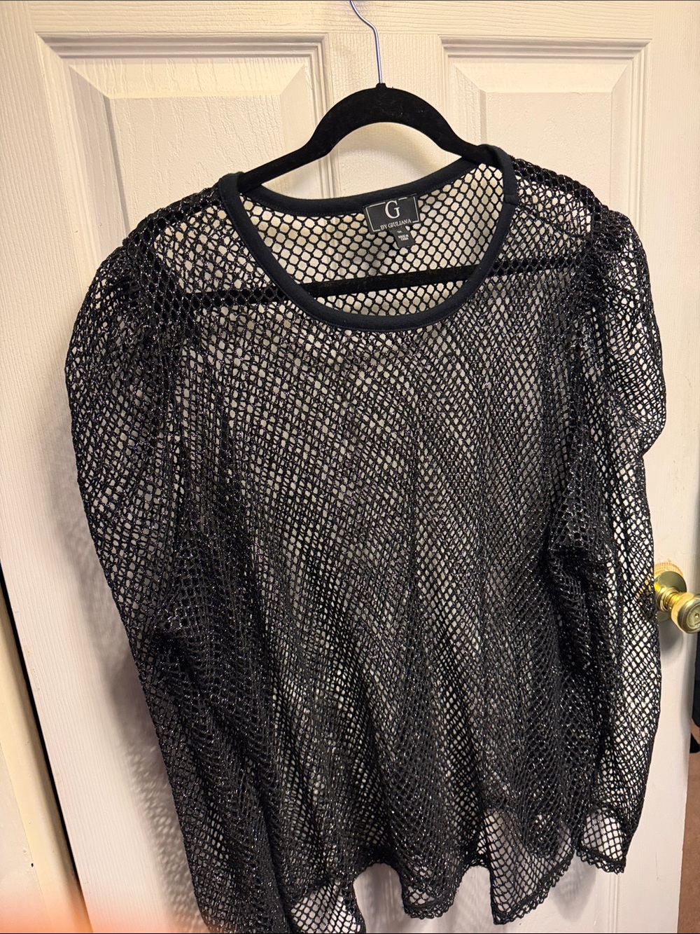 G by Guess Black Fishnet Pullover Top